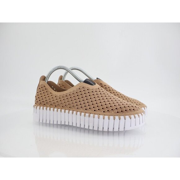 Ilse Jacobsen Tulip Platform Flat Sz 41 11 Slip On Brown Tan perforated Sneaker